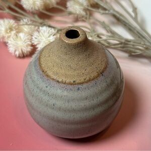 Vintage Handcrafted Tan and Gray Bud Vase